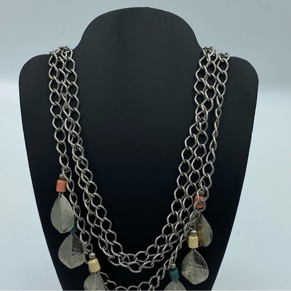 Vintage Bohemian Large Design Stone Leaf Necklace - Picture 2 of 6